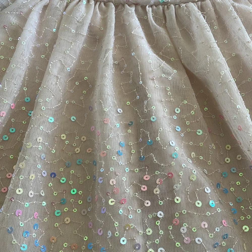 FREE in Bundle - GUC Cat & Jack Blush Pale Pink Sequin Dress with Tulle - Picture 2 of 4